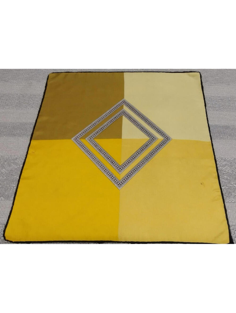 1950s Mid Century Men's Silk Scarf Square Diamond Mustard Rockabilly Neck Scarf